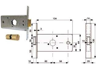 SERRATURA INFILARE PER FASCE CATEN. 1 MANDATA E SCR. MM.64 H 288602- - mm.60 (288.60.2) - 2 pezzi MG