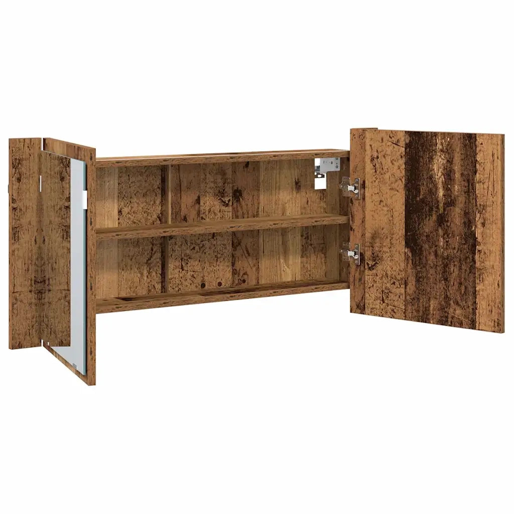 Armadio Specchio LED con porta Legno vecchio 100 x 12 x 45 cm 875042