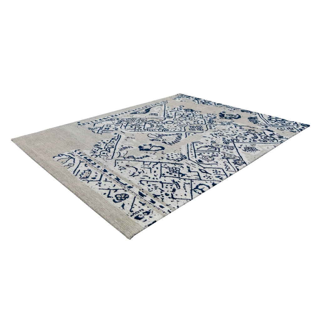 Tappeto Jacquard River 110 in cotone grigio e nero