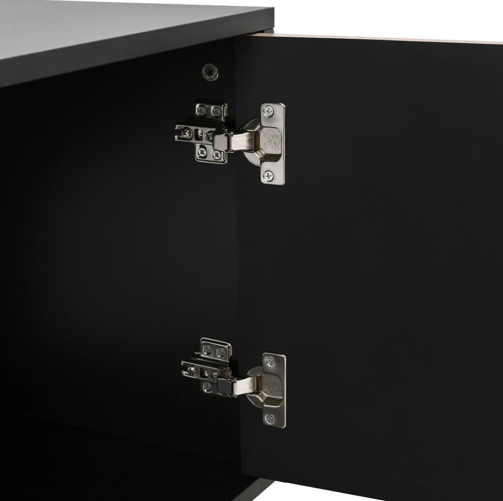 Mobile TV 179x35x53.5 cm con 4 ante e spazio contenitore in truciolare nero e naturale