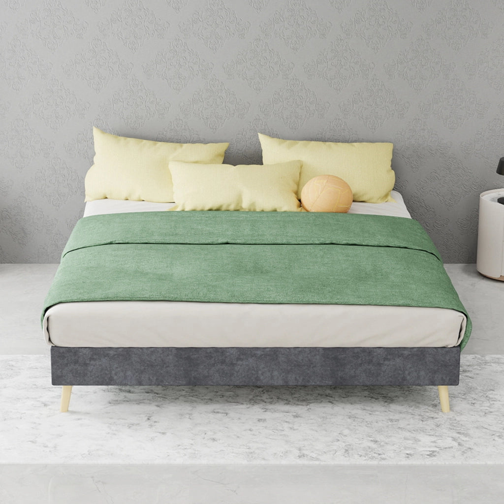 letto tessuto e metallo grigio 140 x 200 cm