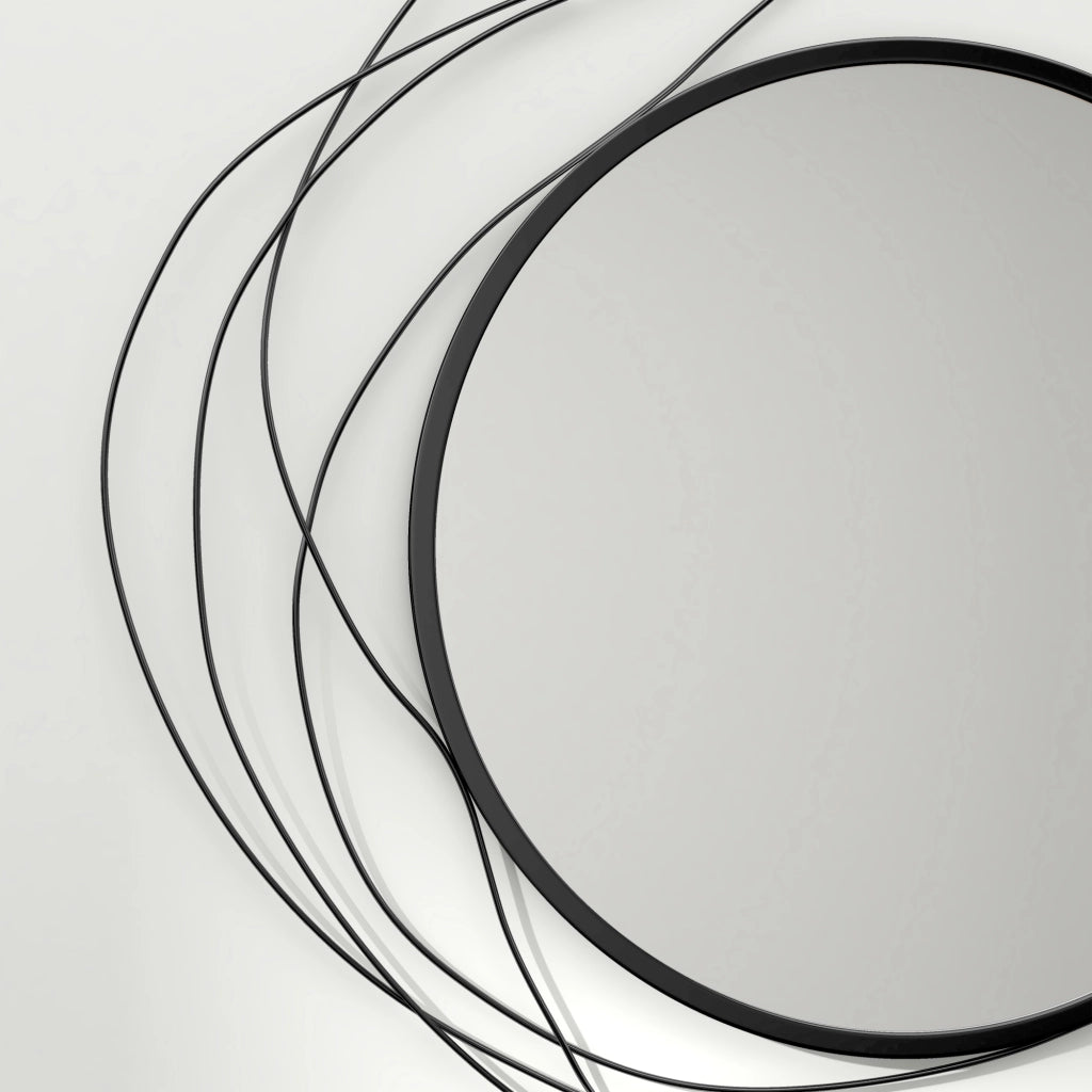 Specchio rotondo in metallo ¨C Xylo ¨C nero ¦µ65 cm stile moderno