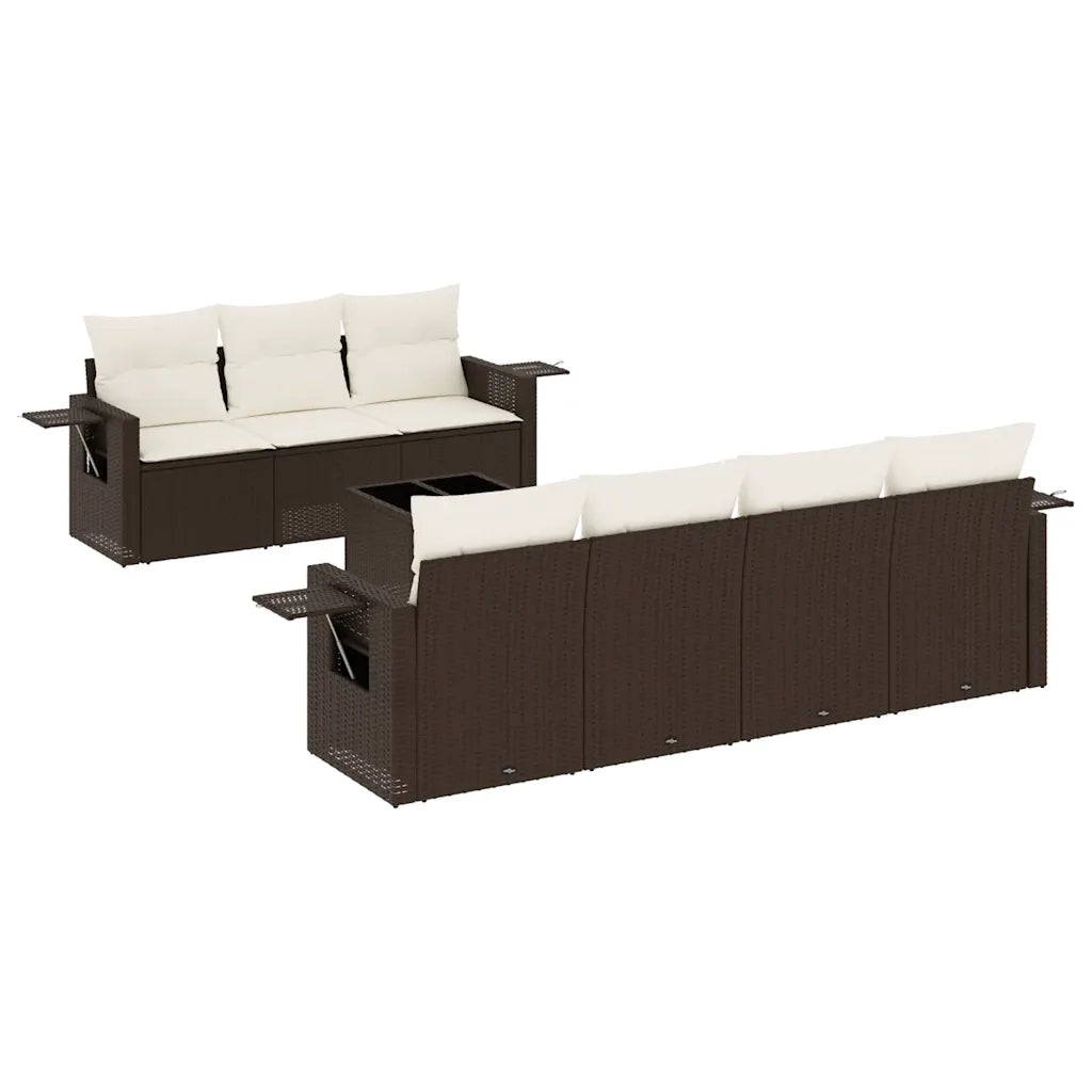 Set Divani da Giardino 8 pz con Cuscini Marrone in Polyrattan 3252270