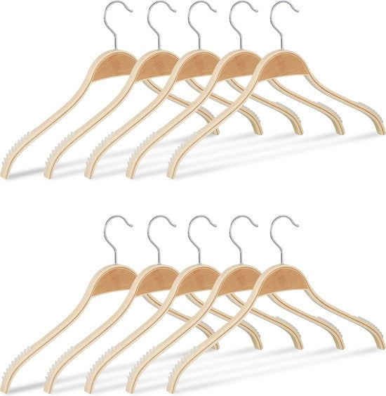 Hanger per abito - legno - set da 10 - antiscivolo - 42 cm