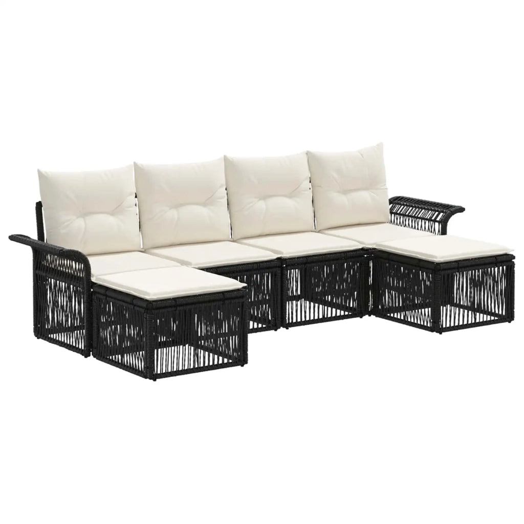 Set Divano da Giardino 6 pz Nero polyrattan 3434908