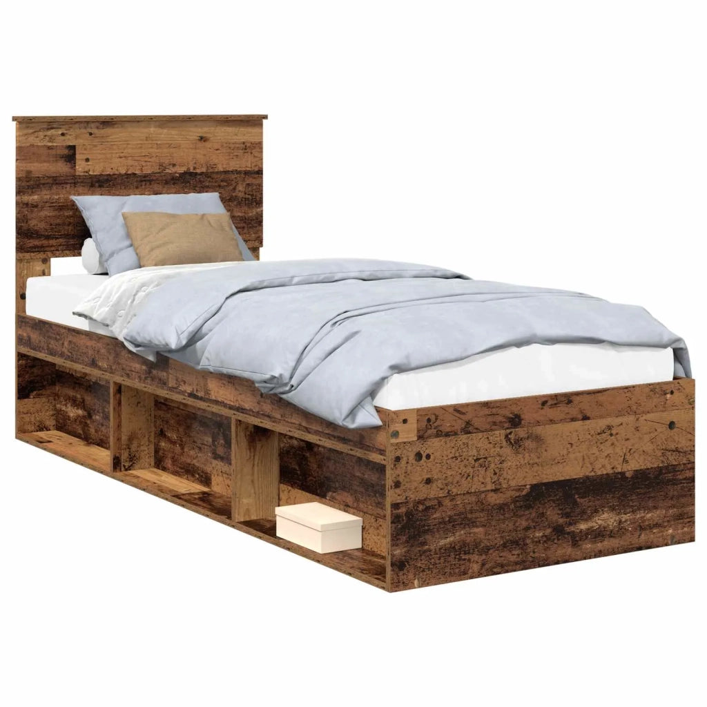 Letto singolo | Letto per adulti | Struttura del letto Legno vecchio 75 x 190 cm Pino massello