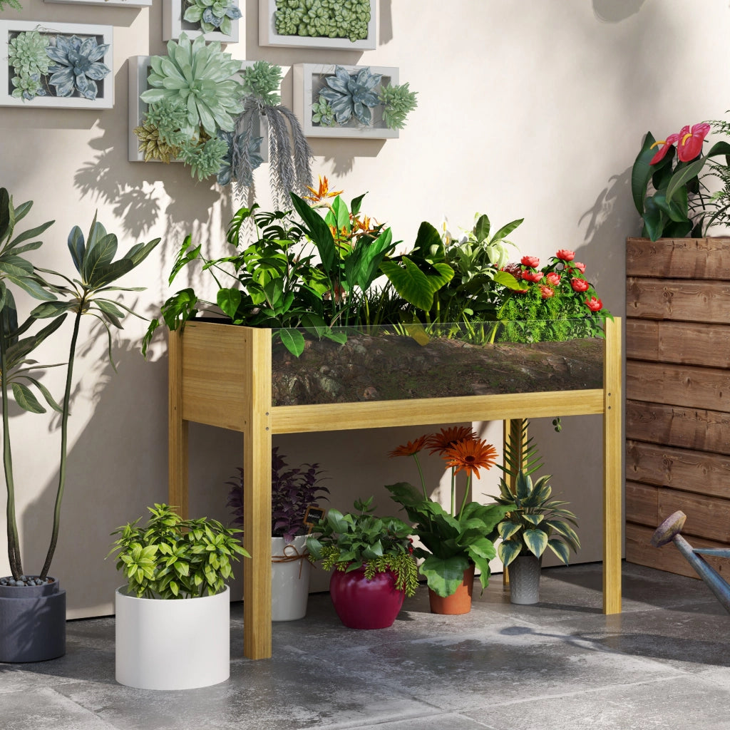 Fioriera Rialzata in Legno di Abete con Fori Drenaggio ¨C Zephmum ¨C 110x50x80 cm