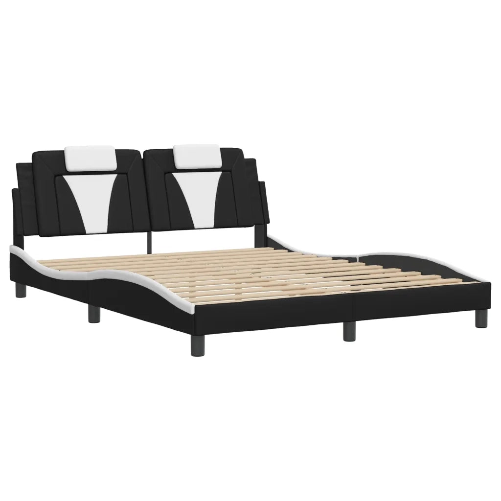 Giroletto Viana con LED senza Materasso Nero e Bianco 160x200 cm 3214034