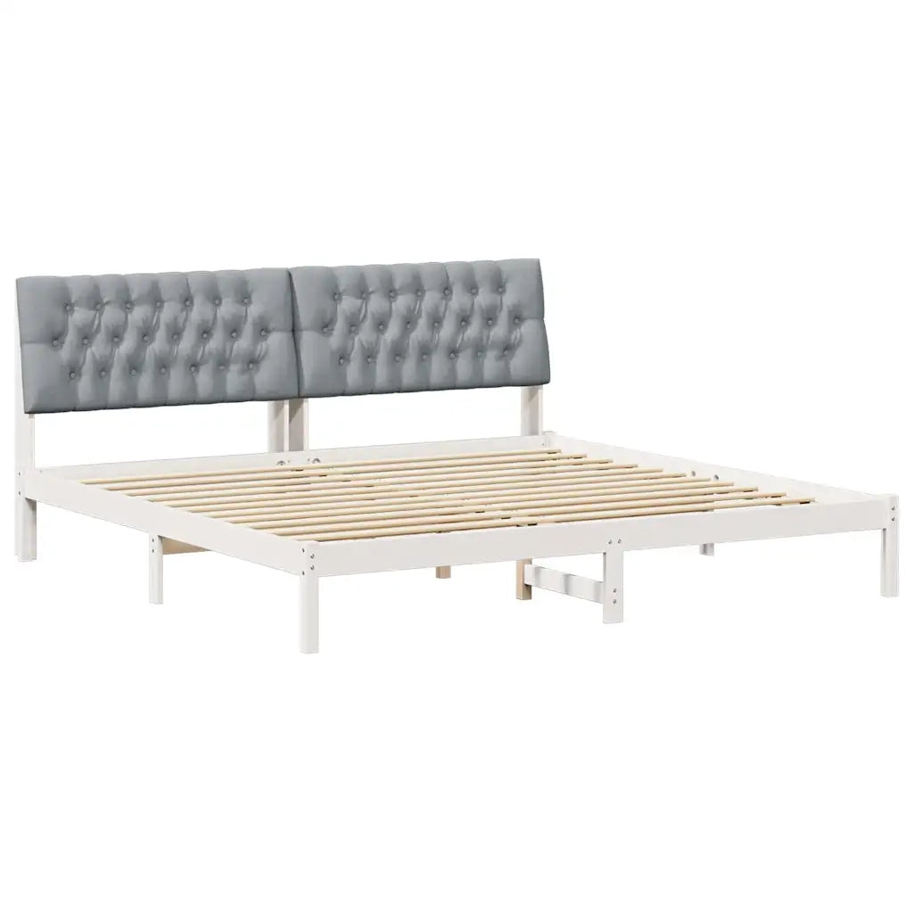 Letto con Testiera Rivestita con testiera Bianco 200 x 200 cm 3394382
