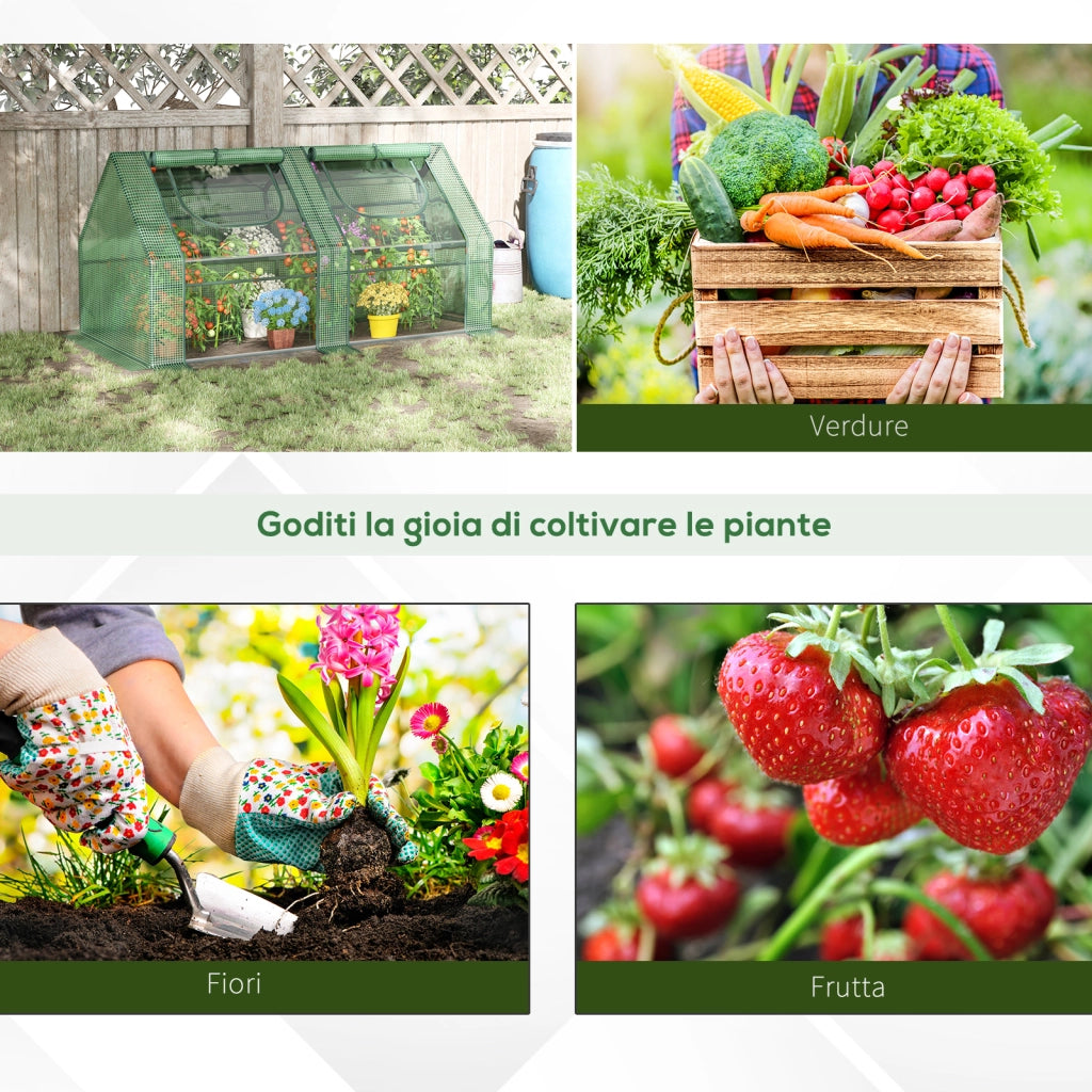 EasyComfort Serra per Piante Orto con 2 Coperture in PE e PVC, Struttura in Acciaio - Verde 180x90x90cm