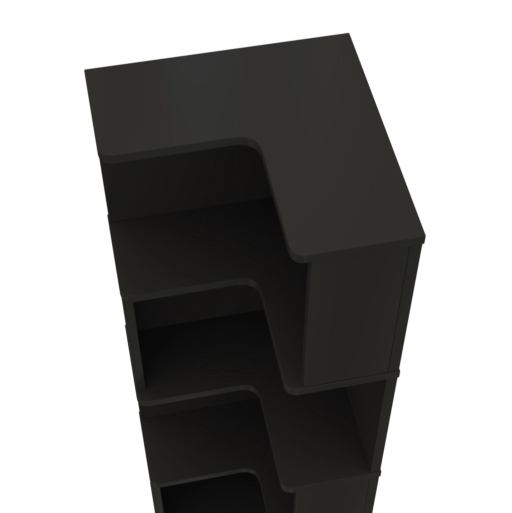 Libreria angolare 63.5x45x175 cm con luci LED a colore variabile; 5 ripiani in MDF nero