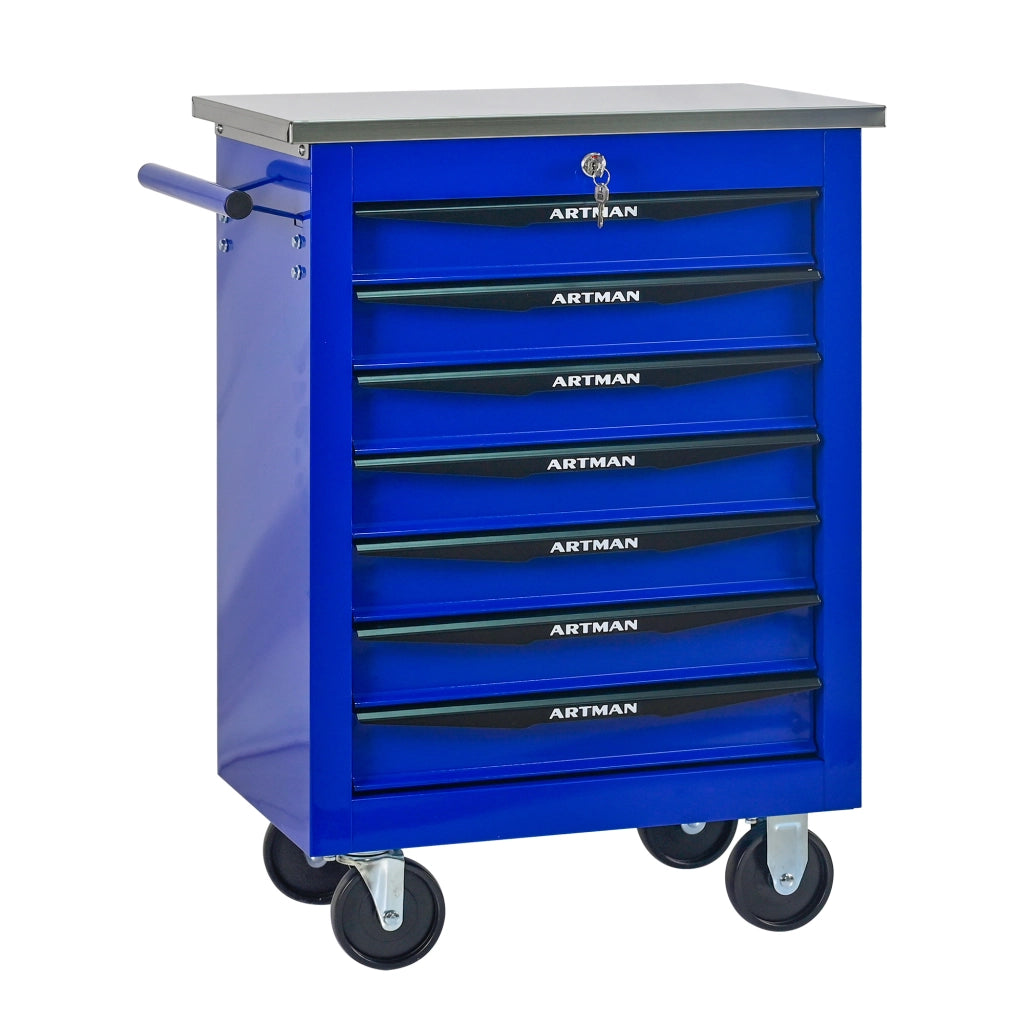 Carrello da officina multifunzionale a 7 cassetti con ruote, porta attrezzi su rulli metallici, per garage, officina, magazzino e centro riparazioni ¨C