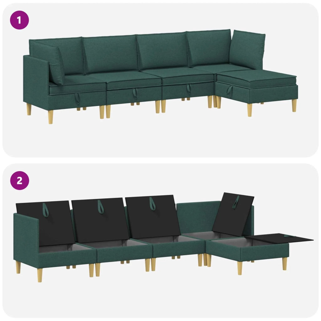 Set di mobili per il soggiorno 5 pcs Verde Scuro Tessuto 3413701