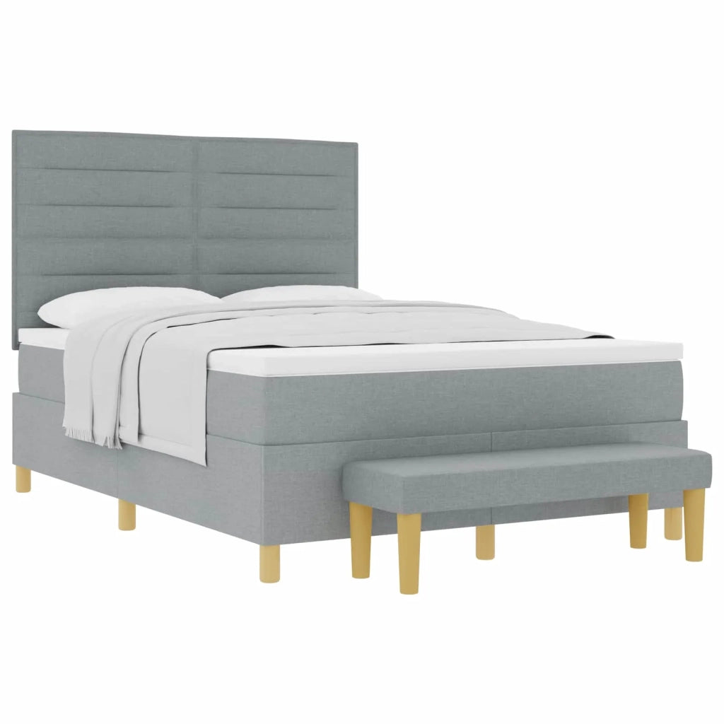 Letto a molle con materasso Grigio chiaro 140 x 190 cm Tessuto