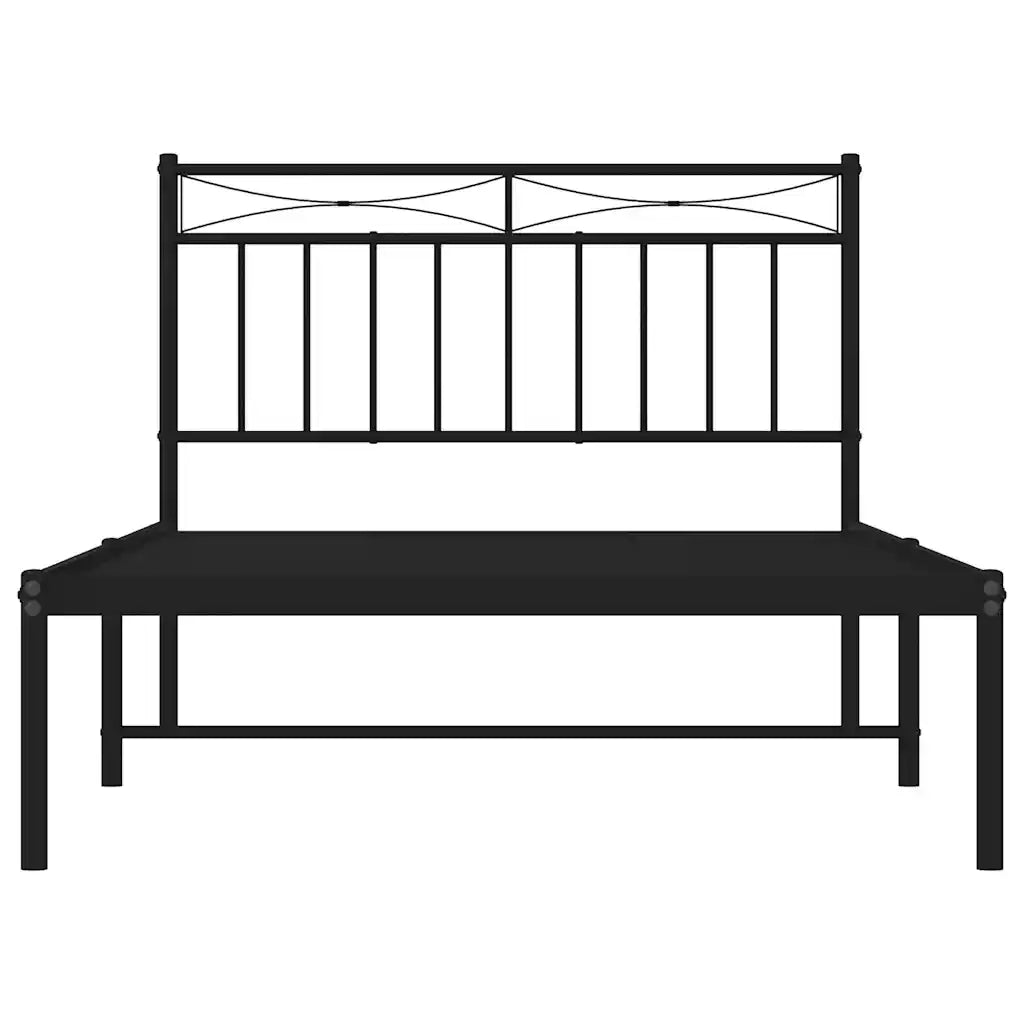 Letto singolo | Letto per adulti | Giroletto con Testiera Metallo Nero 100x200 cm