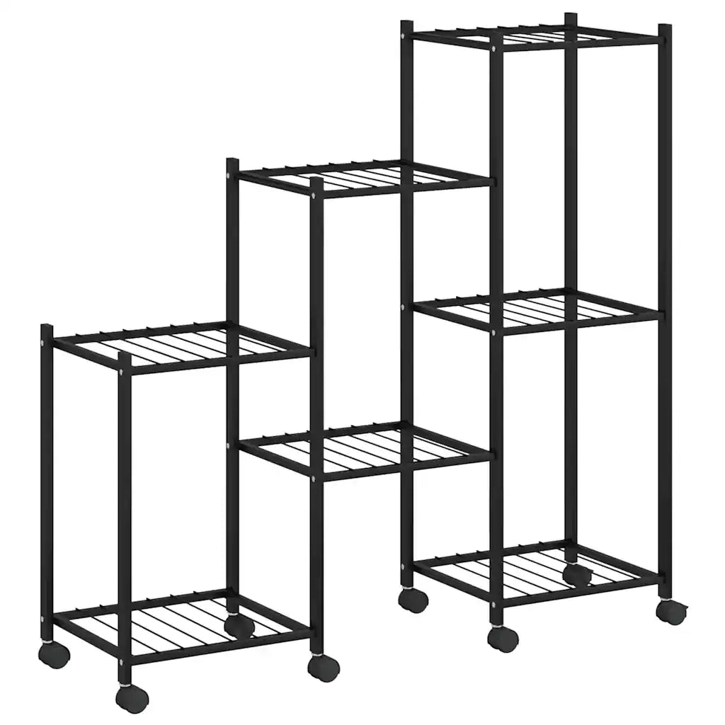 Portafiori | Sostegno per piante con Ruote 83x25x83,5 cm Ferro Nero