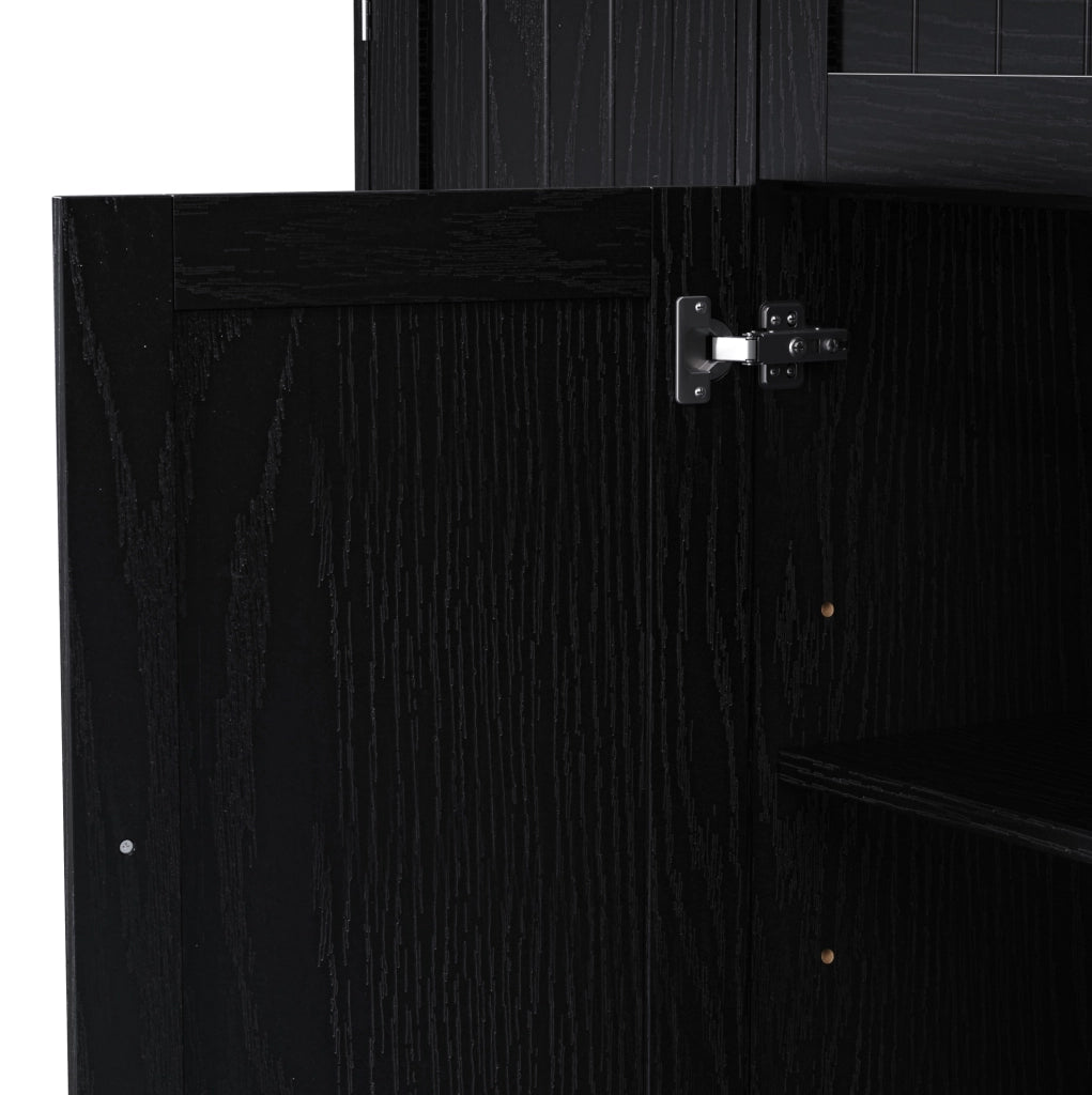 Credenza moderna in MDF nero con 3 ante; 1 cassetto e ripiani regolabili