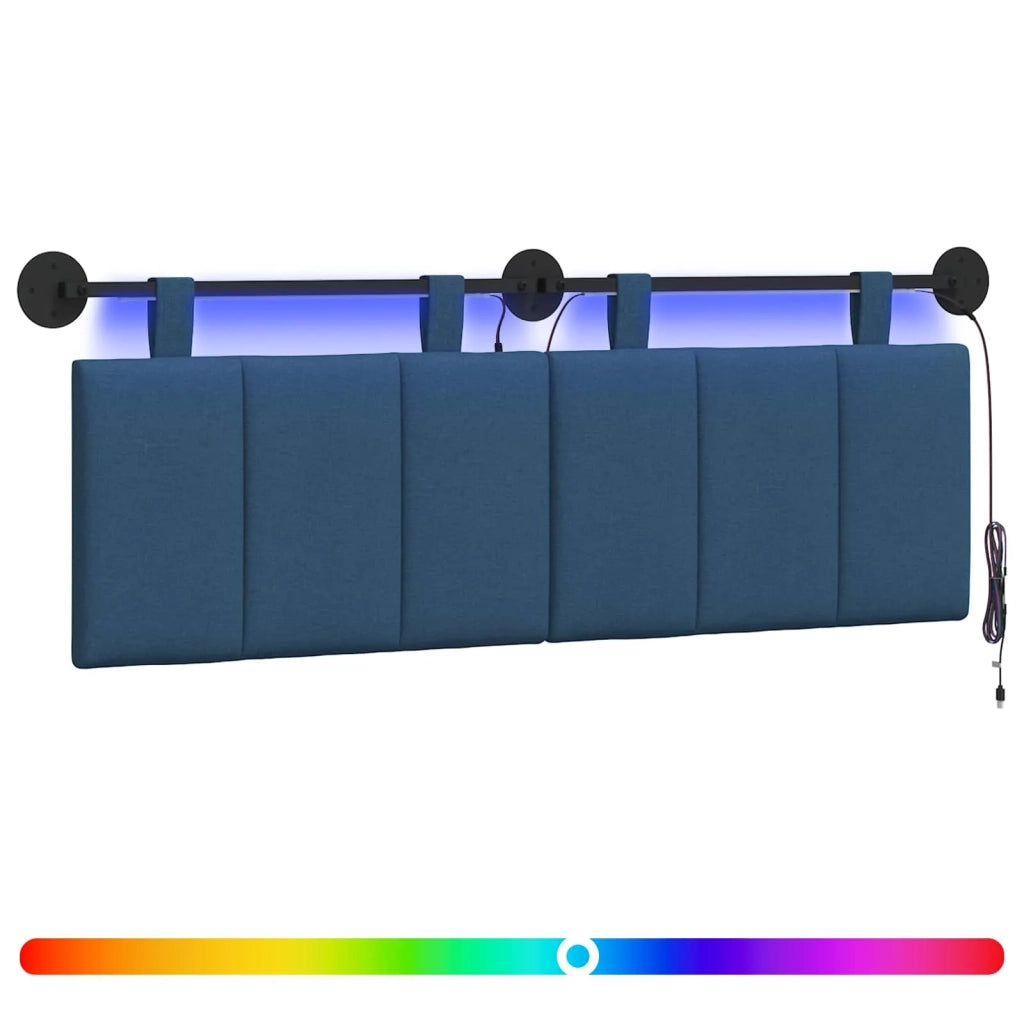 Testiera | Testata sospesa Con luce LED Blu Tessuto