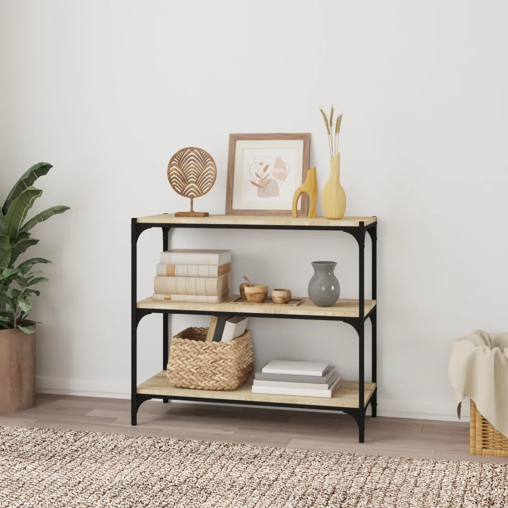 Libreria-Scaffale per Libri-Mobile di Stoccaggio Rovere Sonoma 80x33x70,5cm Legno Multistrato e Acciaio