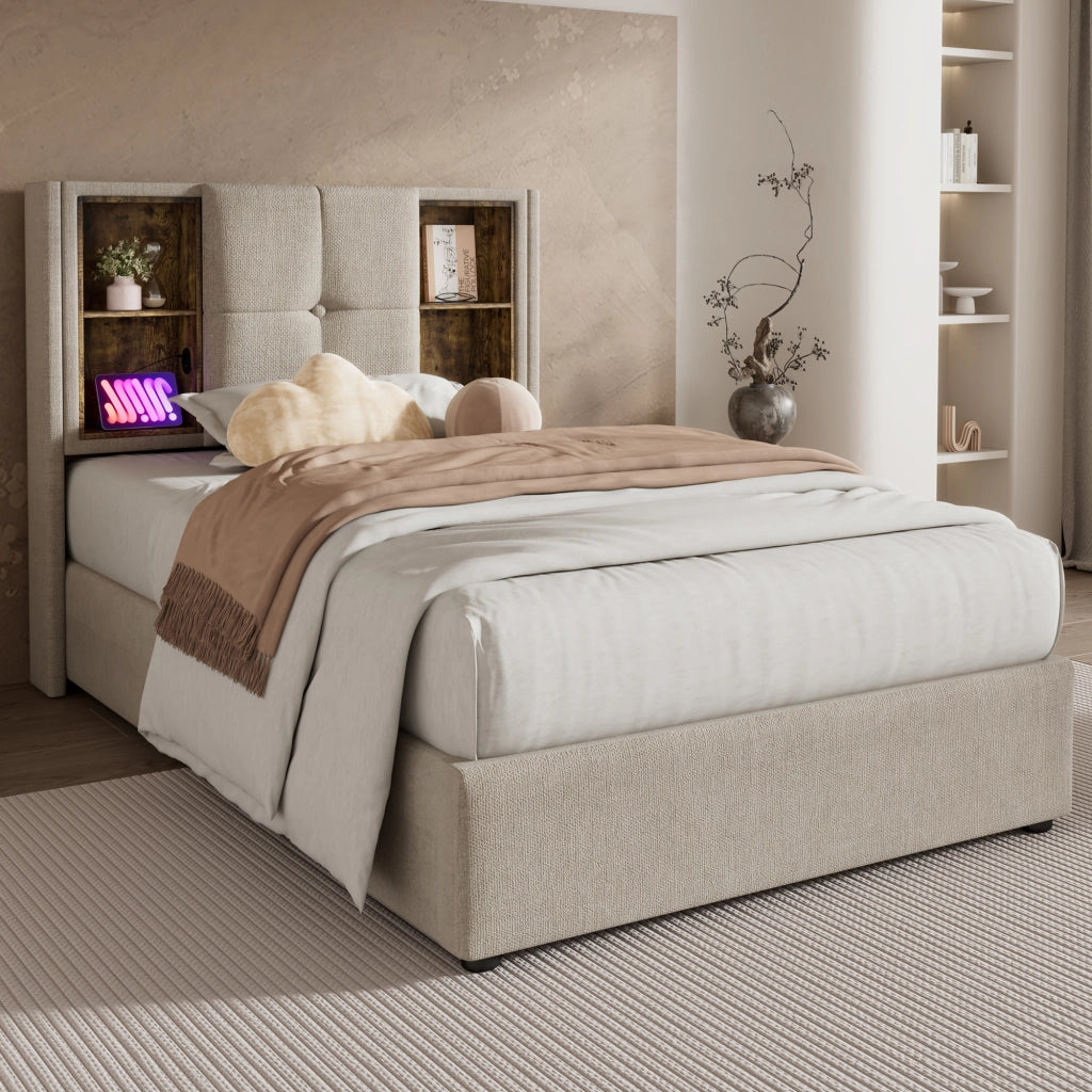 letto imbottito lino naturale 90 x 200 cm