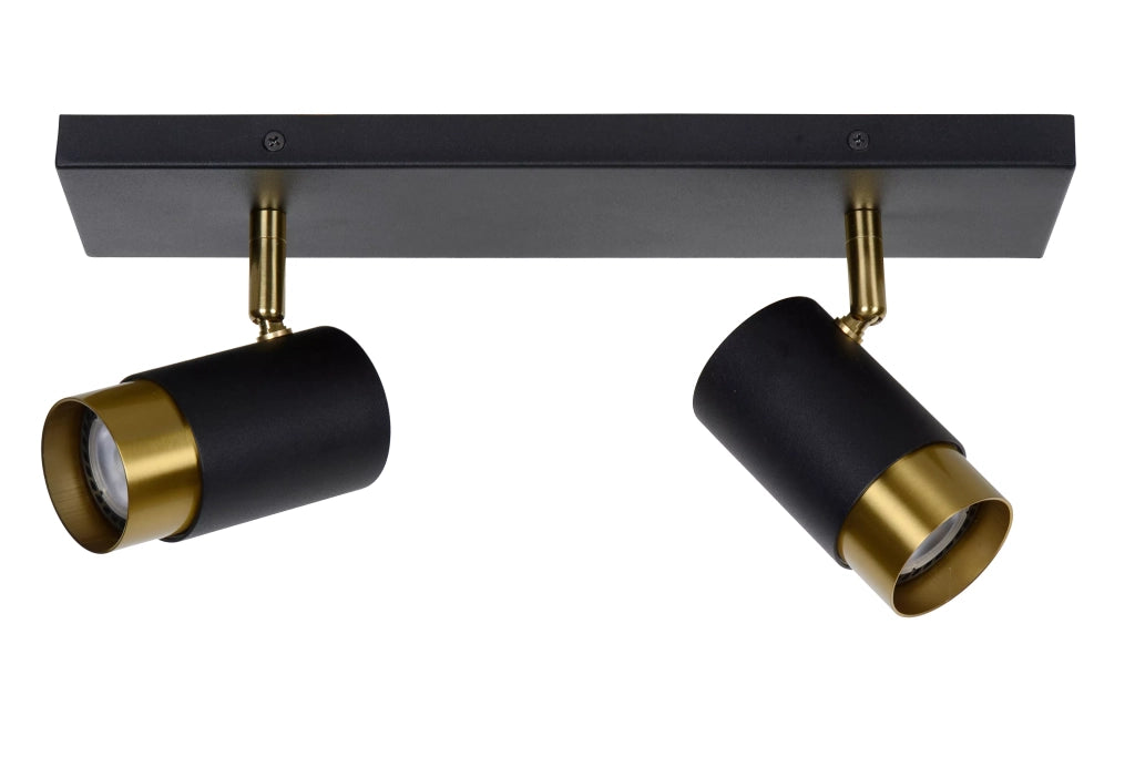 Faretto soffitto doppio nero-oro orientabile GU10 Lucide