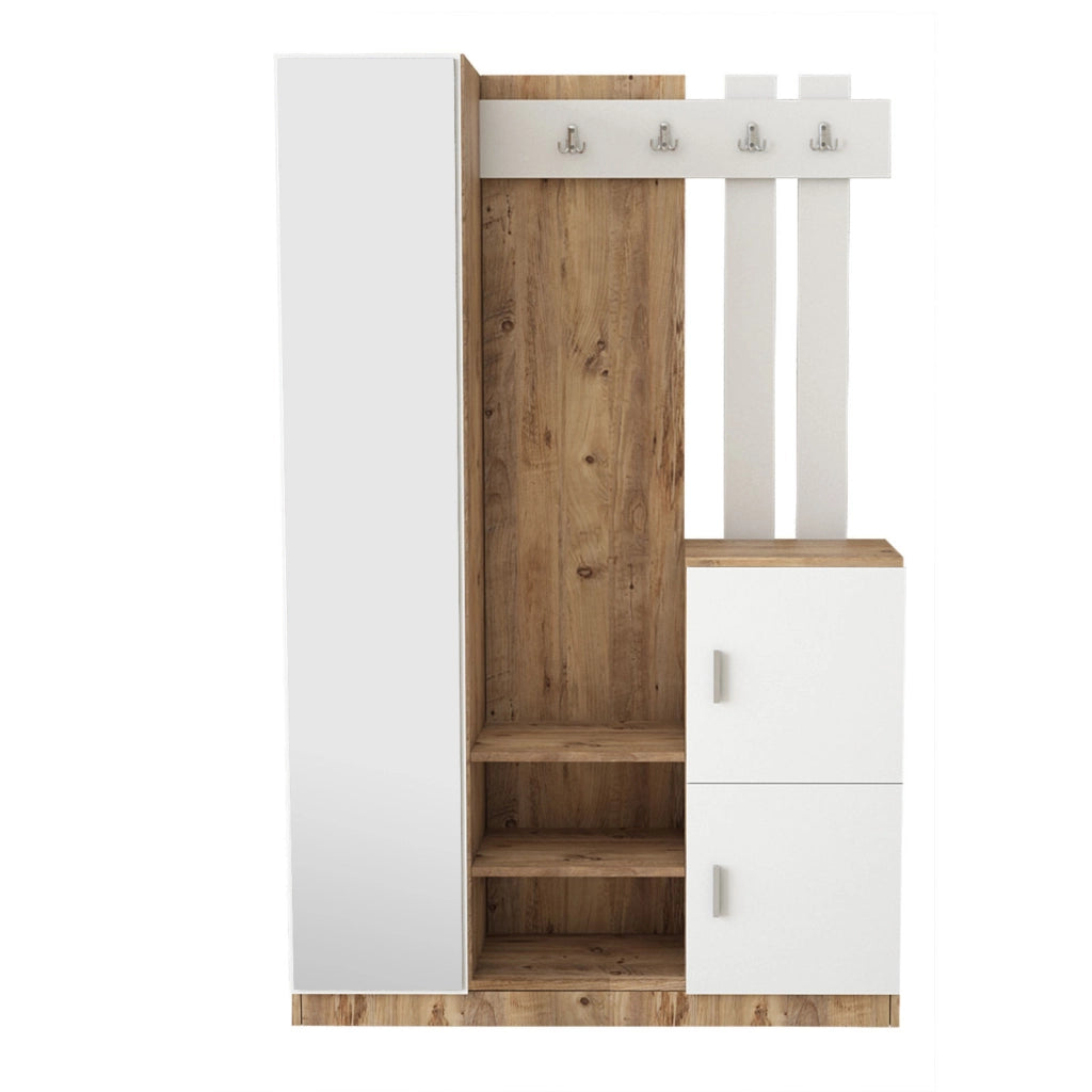 Mobile da corridoio in legno "DD7" - 113 x 37 x 179 cm - Bianco