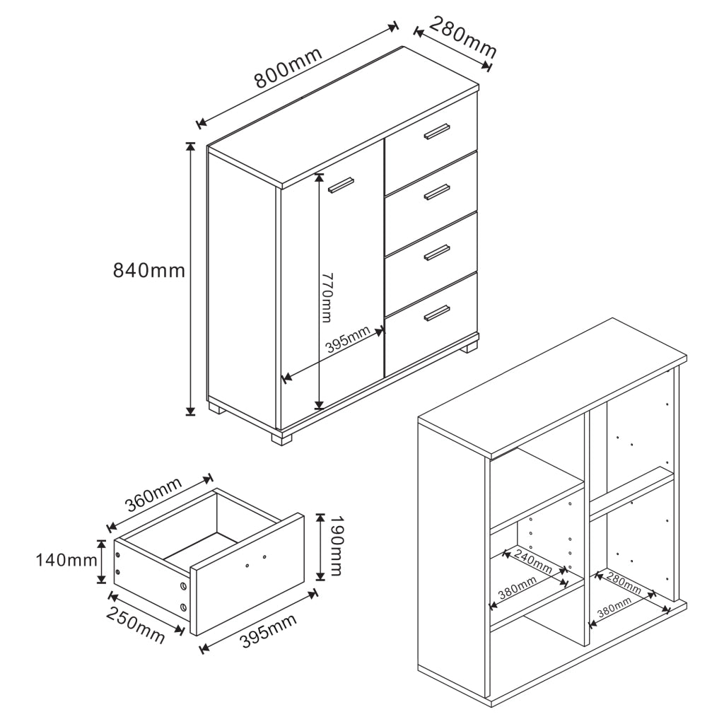 Comò Döbritz Multiuso - Effetto Rovere [en.casa]