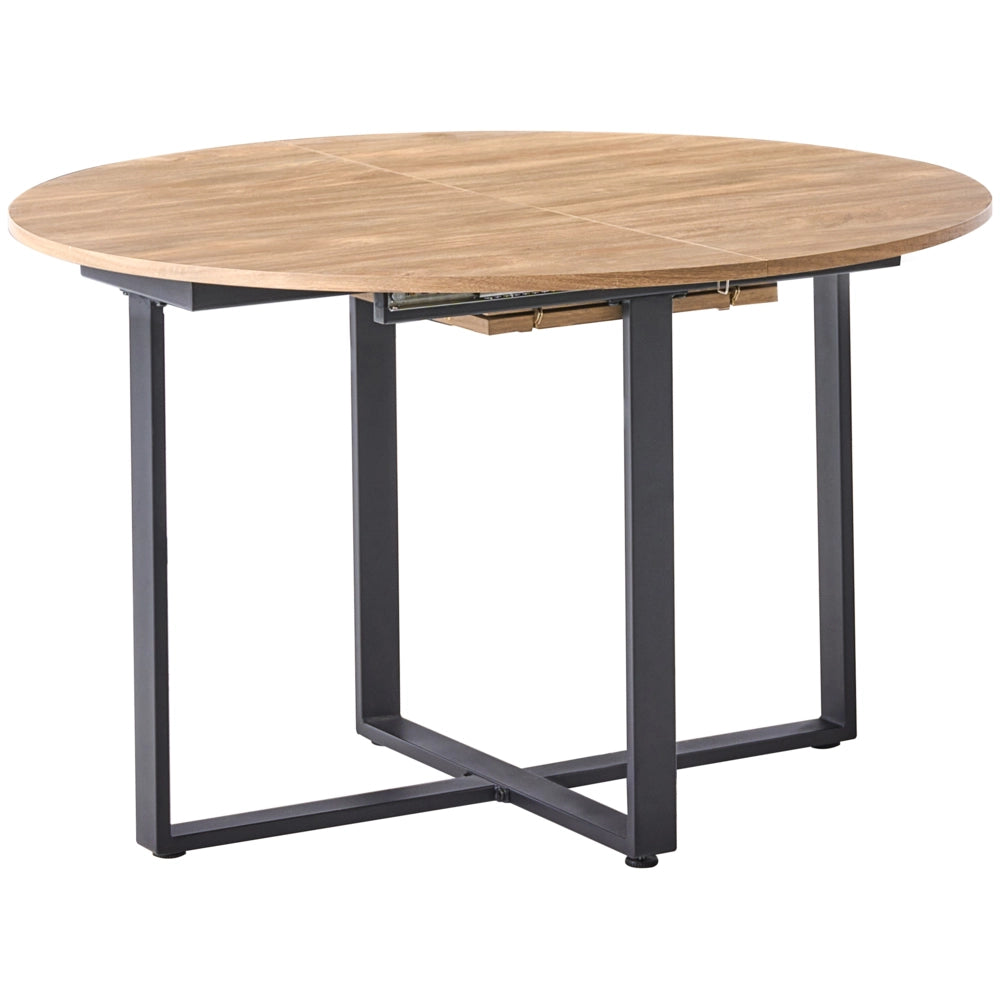 Tavolo da pranzo marrone nero MDF ferro 120/160 x 120 cm moderno quadrato allungabile gambe incrociate a X meccanismo a farfalla