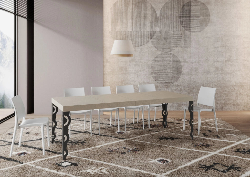 Tavolo Allungabile 120-224x90x77 cm Karamay Cashmere Telaio Antracite