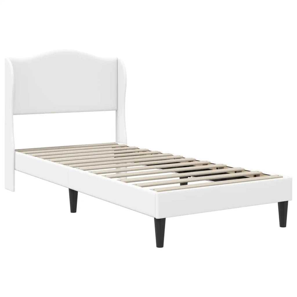Struttura del letto con testiera-Giroletto Bianco 80 x 200 cm Similpelle 869858