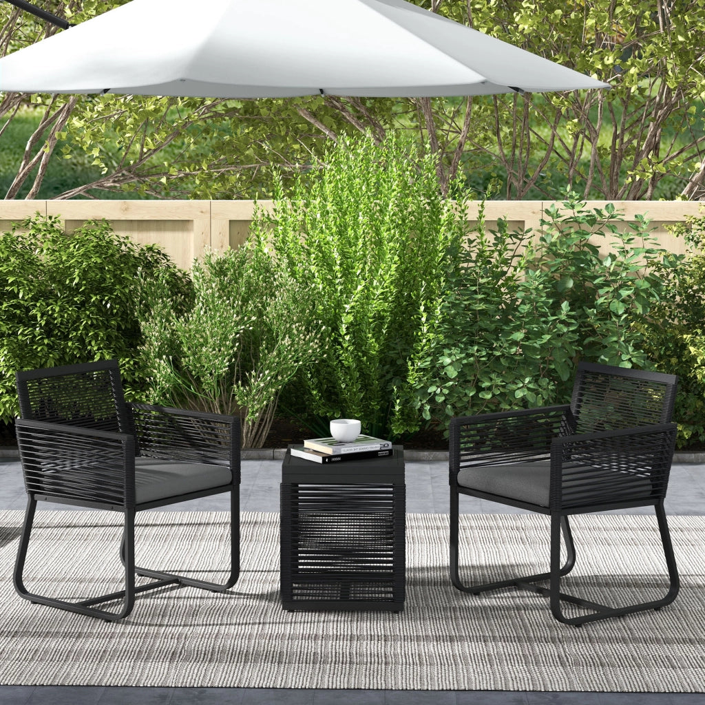 Set Giardino 3 Pezzi ¨C Minimal ¨C Nero Grigio 53x57x77 cm
