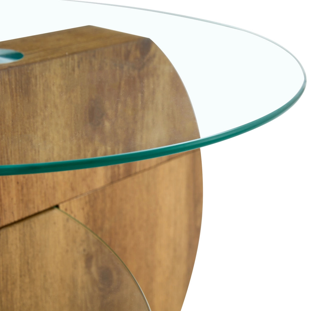 Tavolino da caffè moderno in vetro temperato e MDF con design multilivello