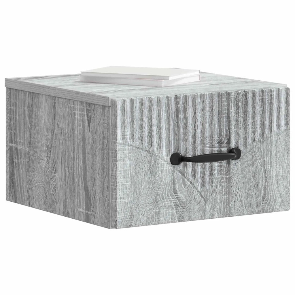 Set di 2 Comodini | Armadio da Notte | Mobiletto da notte a muro Grigio Sonoma 34,5 x 33 x 20 cm