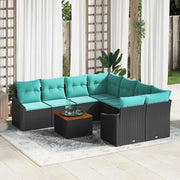 Set Divano da Giardino con cuscino 9 pcs Nero polyrattan 3347816