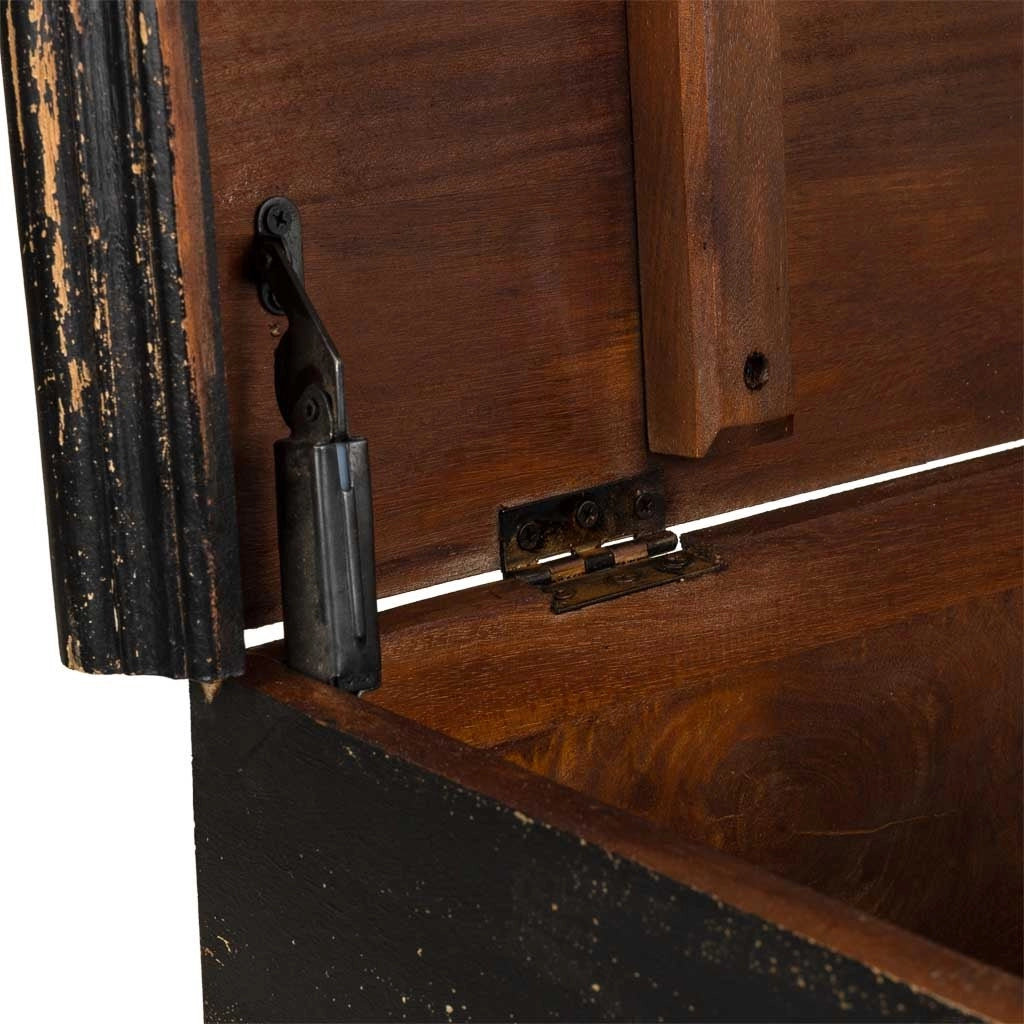 Cassapanca in legno artigianale nero 101x40x47
