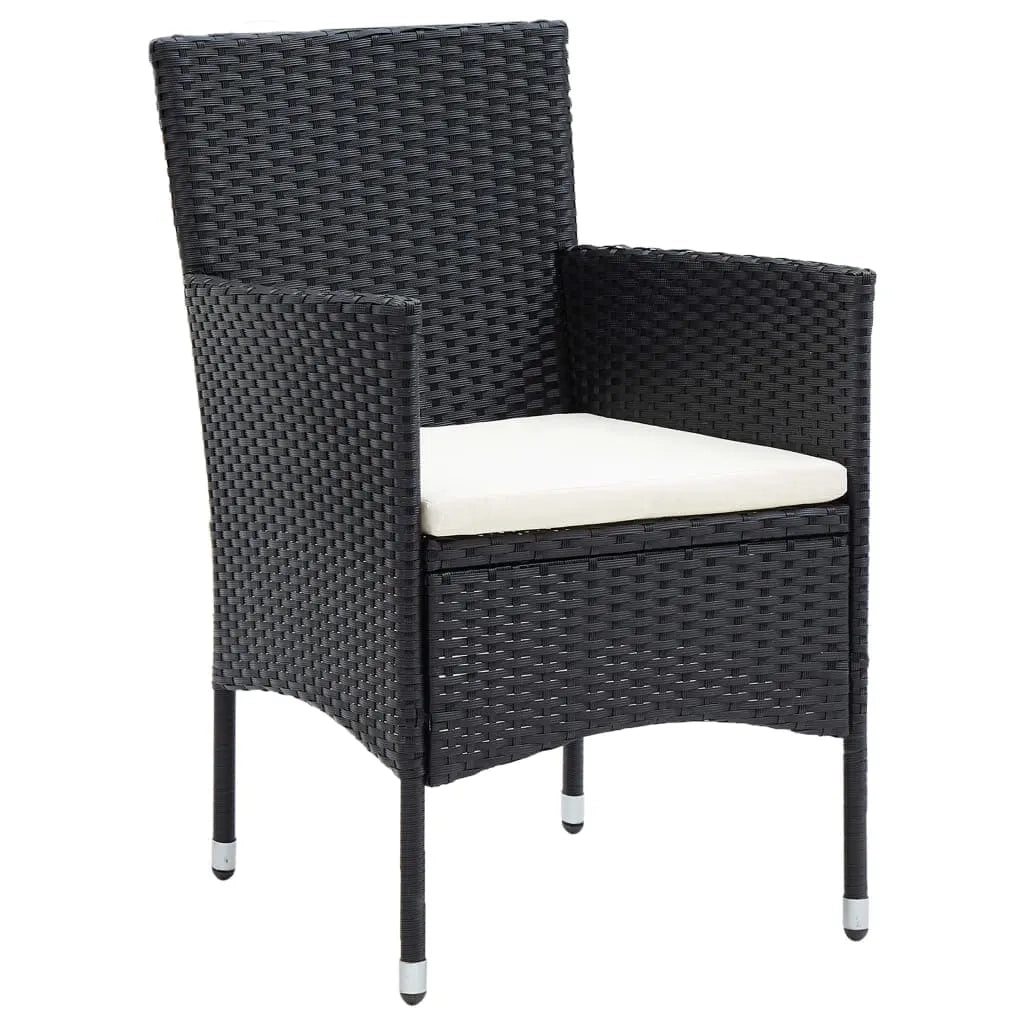 Set da Pranzo per Giardino 5 pz con Cuscini Polyrattan Nero 3095010