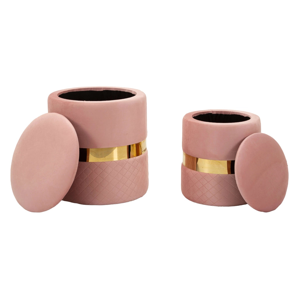 Maun, Pouf Contenitore set da 2, 37x37x42h cm Rosa