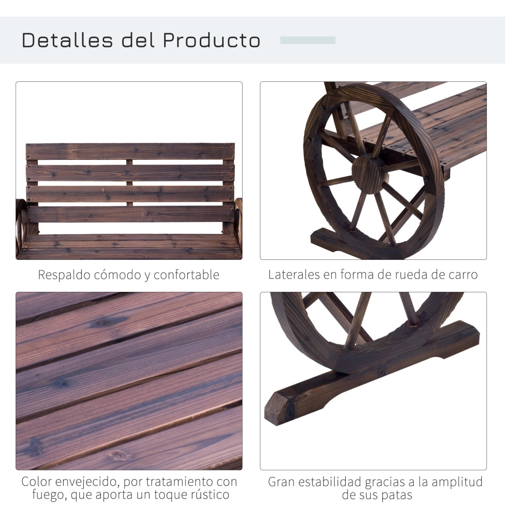 Panchina da Giardino in Legno ¨C Minimal ¨C Carbonizzato 105.5x56x79 cm