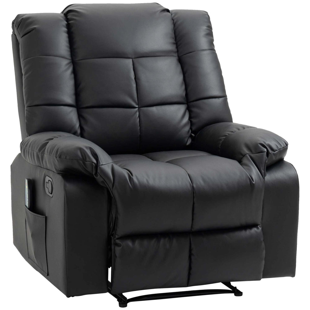 POLTRONA Relax Massaggiante Reclinabile 94x99x99 cm Nero in similpelle