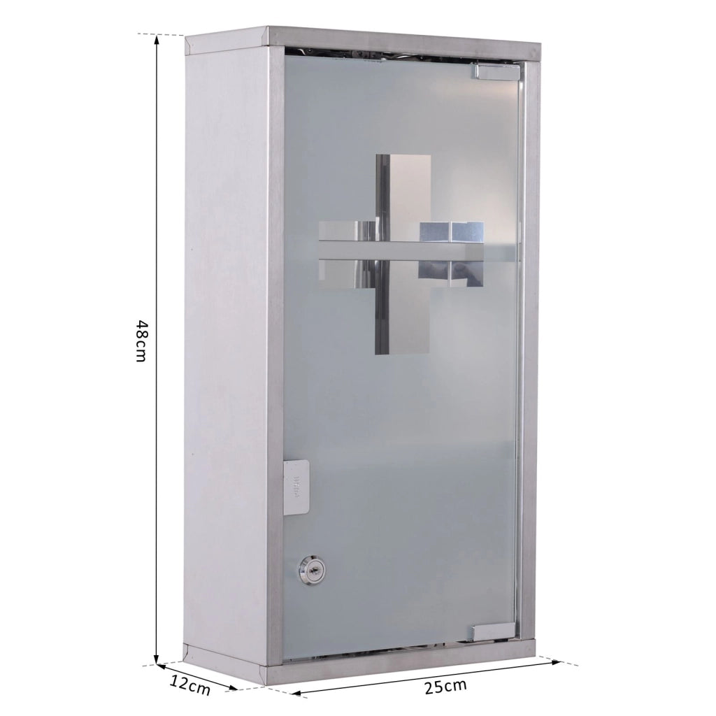 Armadietto Pronto Soccorso ¨C ZephMum ¨C Acciaio Porta Vetro 48x25cm