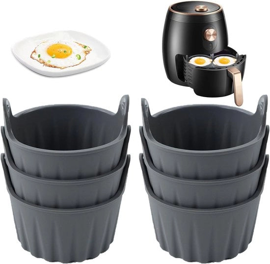 Set di 6 Muffinere per Uova, Torta e Pudding in Silicone Reutilizzabili - Confezioni a Cupcake a forma Rotonda, Dimensioni 7 x 7 x 6 cm