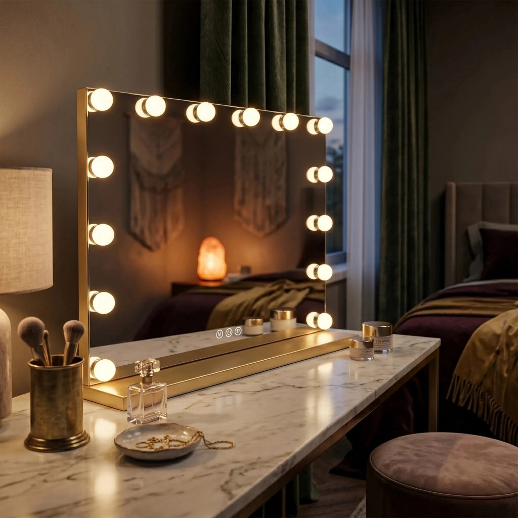 Specchio Led Hollywood L.gold 80x60