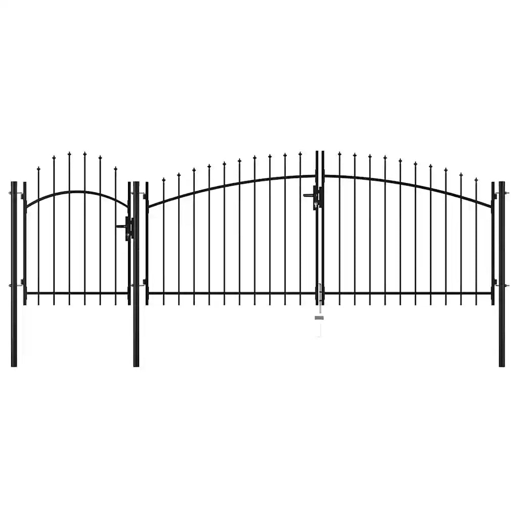 Cancello da Giardino Woerden in acciaio 1,25x4 m Nero 144363