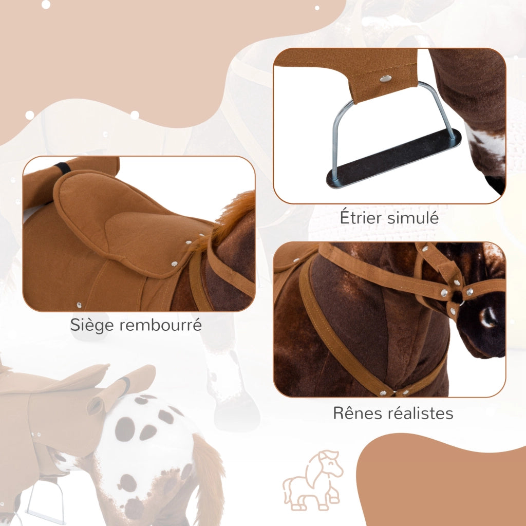 Cavallo a Dondolo ¨C Minimal ¨C Marrone e Bianco 85x28x60