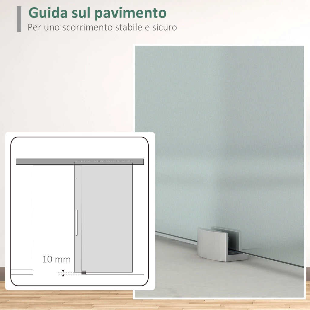Porta Scorrevole in Vetro Smerigliato ¨C zephmum ¨C Grigio 205x90x0.8cm
