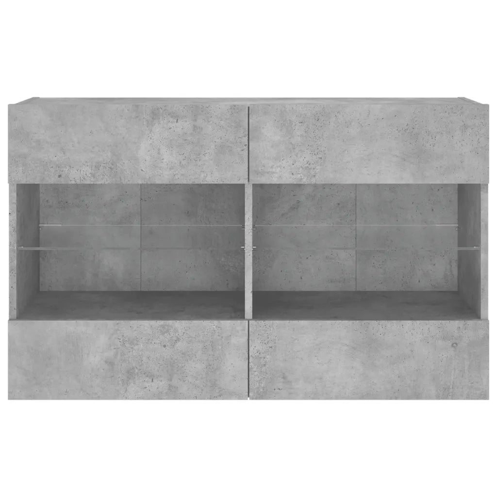 Mobile TV a Parete | Armadietto TV | Mobile Porta TV con Luci LED Grigio Cemento 98,5x30x60,5 cm