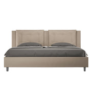 BS COM Letto con rete imbottito 180x200 similpelle tortora