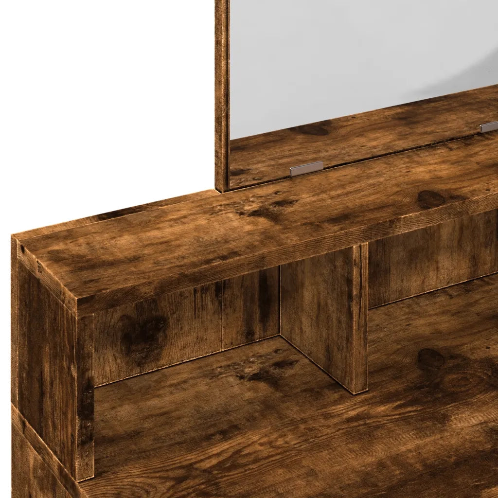 Toeletta | Tavolo da Trucco con Specchio Rovere Fumo 80x41x144,5 cm