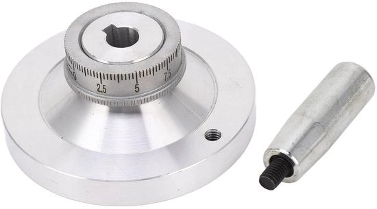 Draaibanci manuale a mano 80 mm - Manubrio in alluminio - Bancone di lavoro - Precisione CNC - Scala 0-25 mm - 6x6 mm Asse di girella