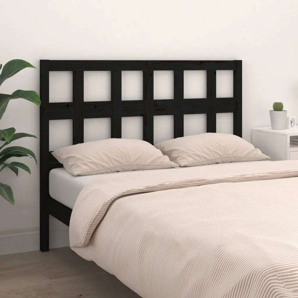 Testiera per Letto-Testata-Testiera Decorativa Nera 165,5x4x100cm in Legno Massello di Pino 911858